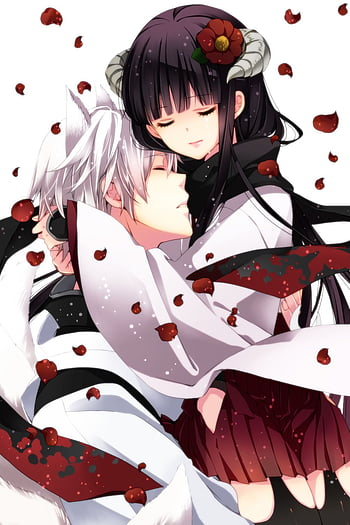 Download wallpaper girl, romance, anime, pair, Fox, Inu x Boku SS