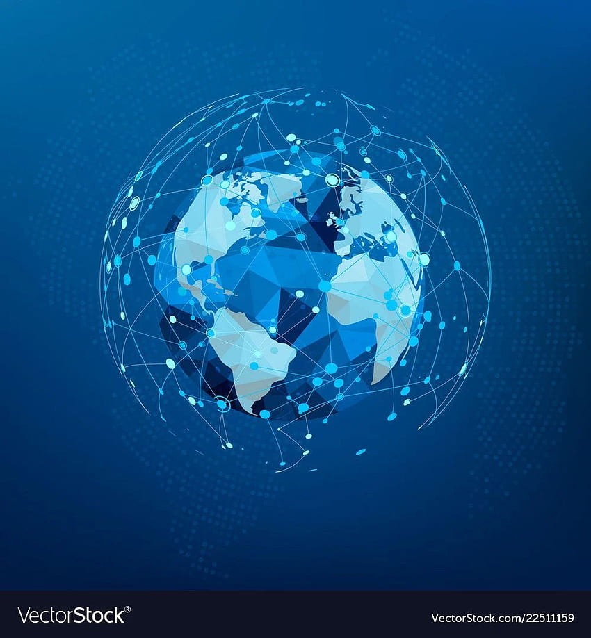 Conexión de red mundial. Mapa del mundo poligonal. Puntos y líneas Estructura de la World Wide Web. Ilustración vectorial. Abajo Tecnología, Vector, Vector de mapa, Mundo conectado fondo de pantalla del teléfono