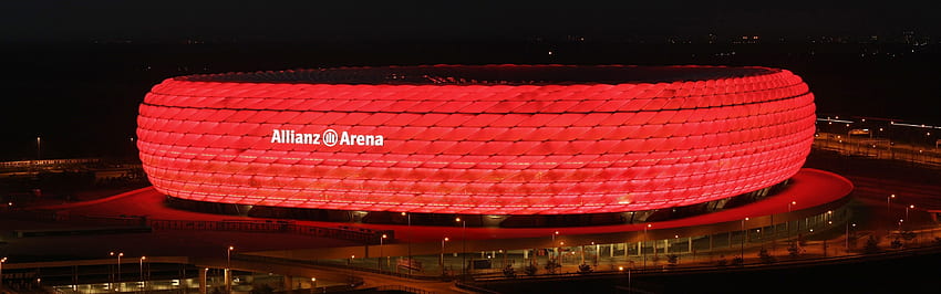allianz arena stadium night lights fc bayern soccer, Sports Dual Monitor HD wallpaper
