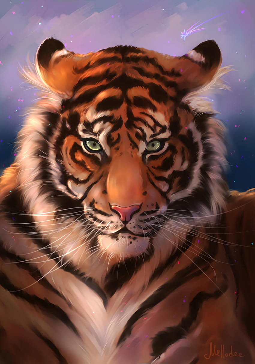 Art, Muzzle, Striped, Predator, Tiger HD phone wallpaper