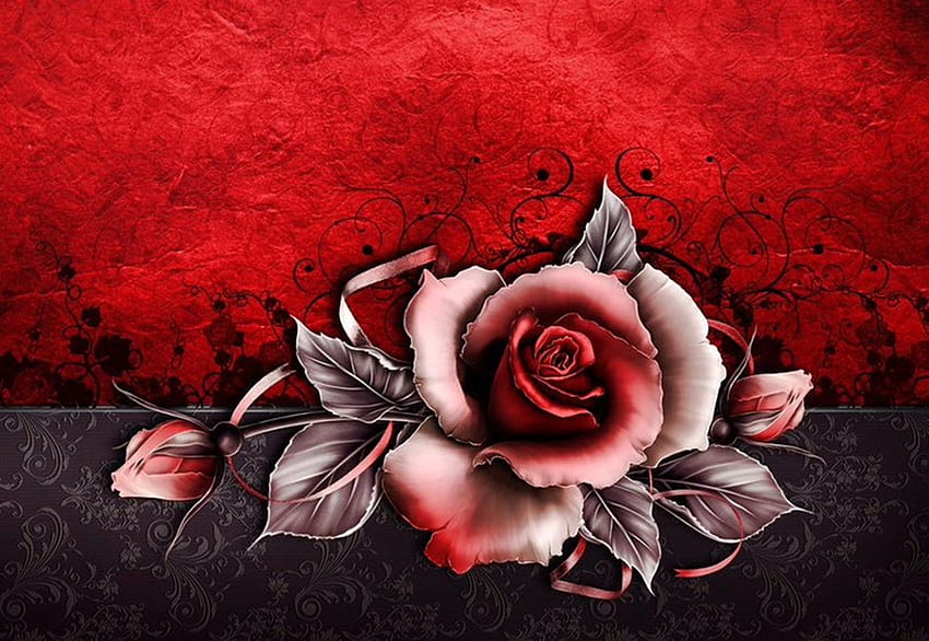 Rose Forever, roses, art, red, paintings, beauty HD wallpaper