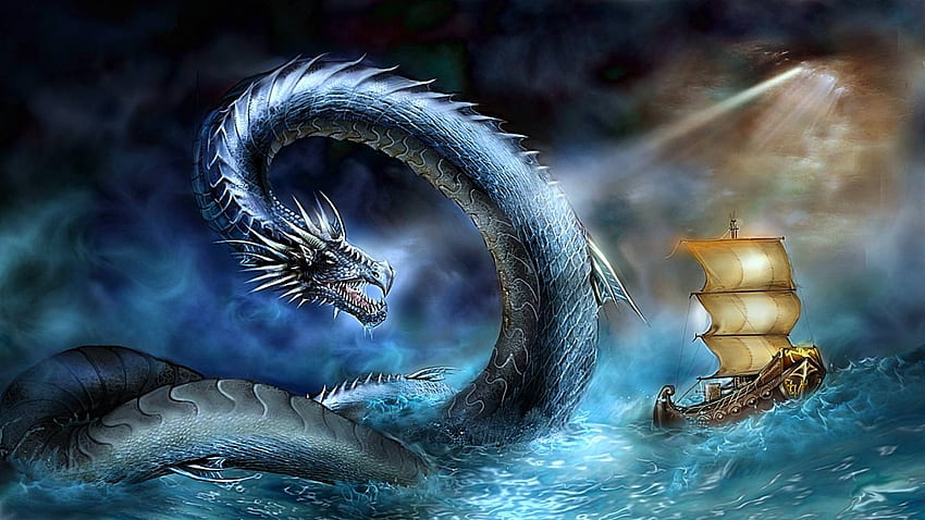 Sea Serpent . Sea Dinosaurs, Giant Sea Dragon HD wallpaper