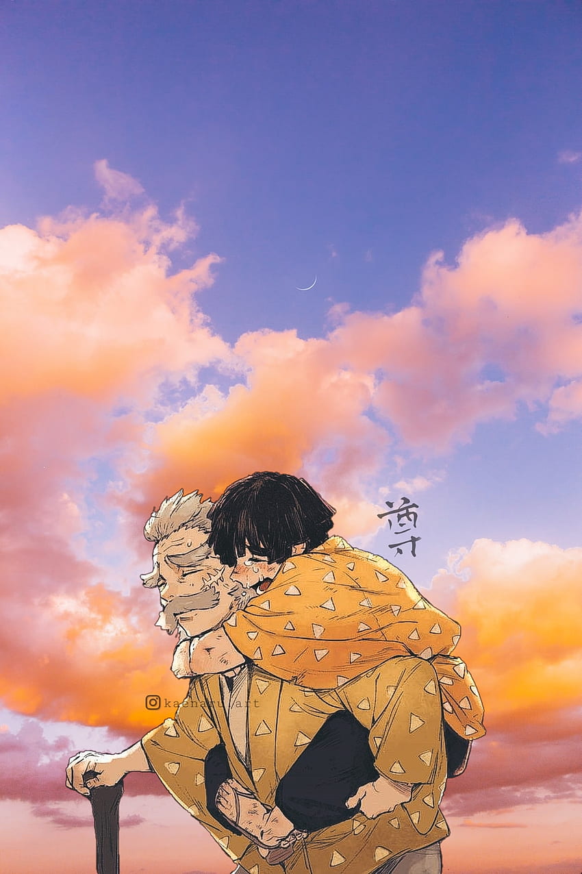 Zenitsu and his grandp, cloud, sky HD phone wallpaper | Pxfuel