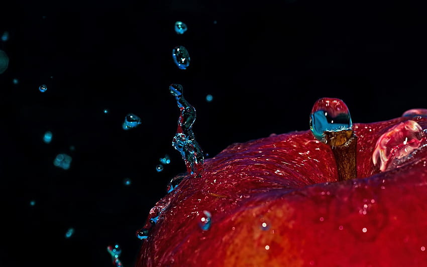 Water, Apple, Drops, Macro HD wallpaper