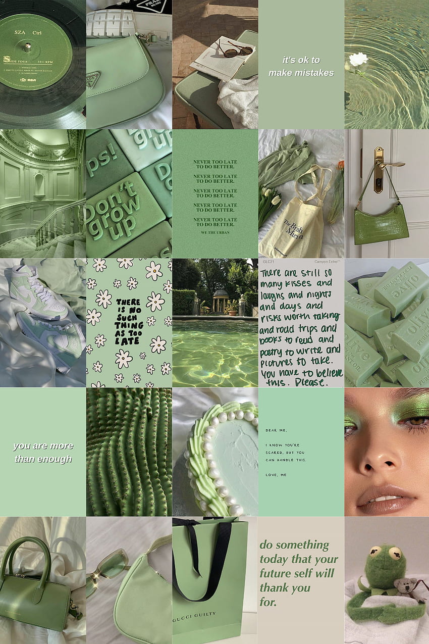 Best sage green collage board ideas. green aesthetic, sage green, green ...