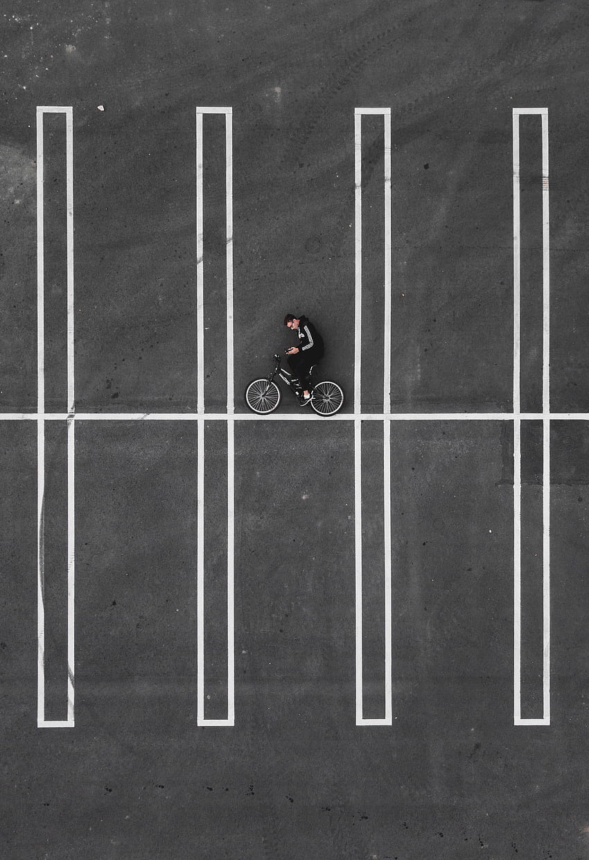 마크업, 미니멀리즘, 벽, 자전거 타는 사람 HD 전화 배경 화면