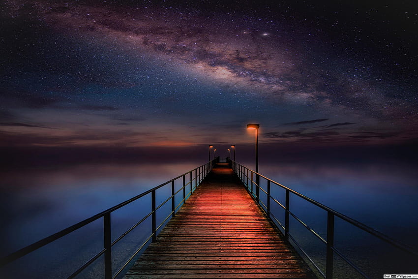 Ocean Pier under Milky Way Sky, 2736X1824 Ocean HD wallpaper