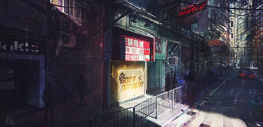 Art, Night, City, Traffic, Movement, Cyberpunk HD wallpaper