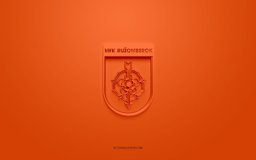 MFK Ruzomberok, โลโก้ 3 มิติที่สร้างสรรค์, พื้นหลังสีส้ม, Fortuna Liga, สัญลักษณ์ 3 มิติ, สโมสรฟุตบอลสโลวัก, สโลวาเกีย, ศิลปะ 3 มิติ, ฟุตบอล, โลโก้ MFK Ruzomberok 3 มิติ วอลล์เปเปอร์ HD