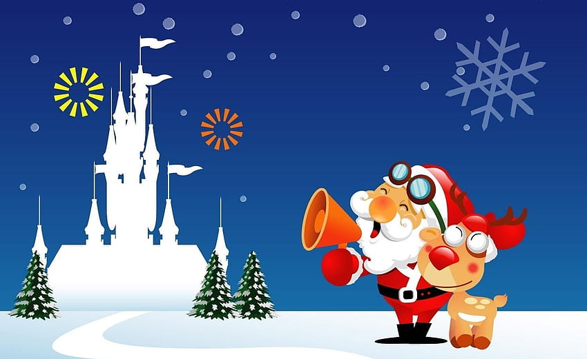 Holidays, Santa Claus, Fir-Trees, Lock, Christmas, Holiday, Deer, Shout, Megaphone HD wallpaper