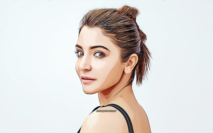 Anushka Sharma, sztuka abstrakcyjna, Bollywood, indyjska aktorka, rysunki gwiazd, sztuka wektorowa, Anushka Sharma rysunek, indyjska sława, gwiazdy filmowe, Anushka Sharma Tapeta HD