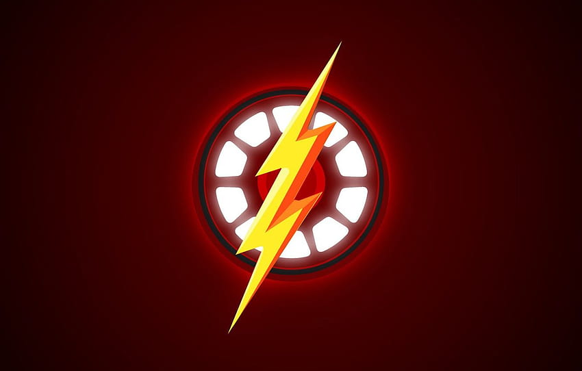 red, background, Iron Man, Flash, Iron Man Symbol HD wallpaper