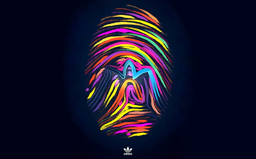 Kolorowe logo Adidas odcisków palców, kolorowe logo Adidas Tapeta HD