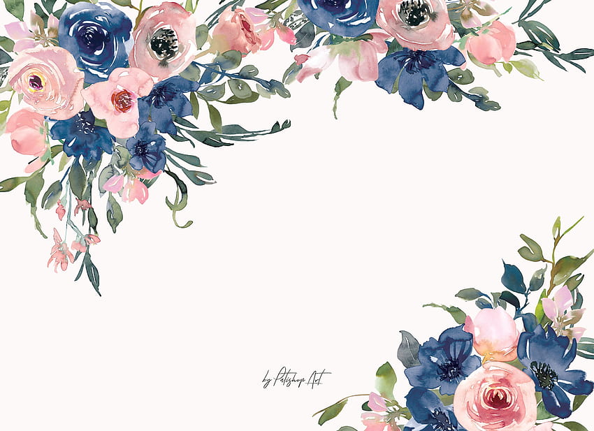 Watercolor Navy and Blush Floral Bou. Floral watercolor background, Watercolor flower background, Floral background HD wallpaper