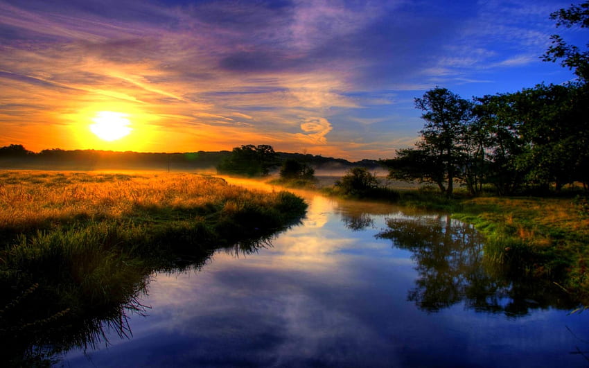 Schöne Morgenszene Erstaunlich, Morgenlandschaft HD-Hintergrundbild