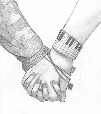 Holding Hands Pencil Drawing 