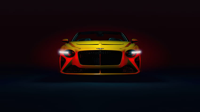 Bentley Bacalar, yellow car, glowing headlight HD wallpaper