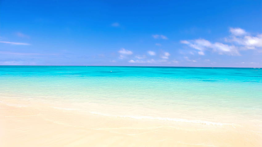 Sonniger Tag, tropischer Strand, blaues Meer und Himmel, Natur HD-Hintergrundbild