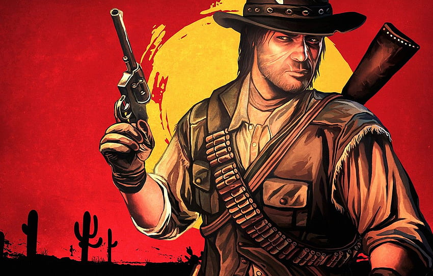 hat, cowboy, art, Rockstar, red dead redemption, john marston for , section игры, Red Dead Redemption 1 HD wallpaper