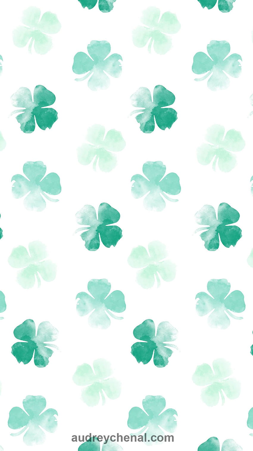 St Patrick Lucky Green Watercolor Shamrock Clovers - - - HD phone wallpaper