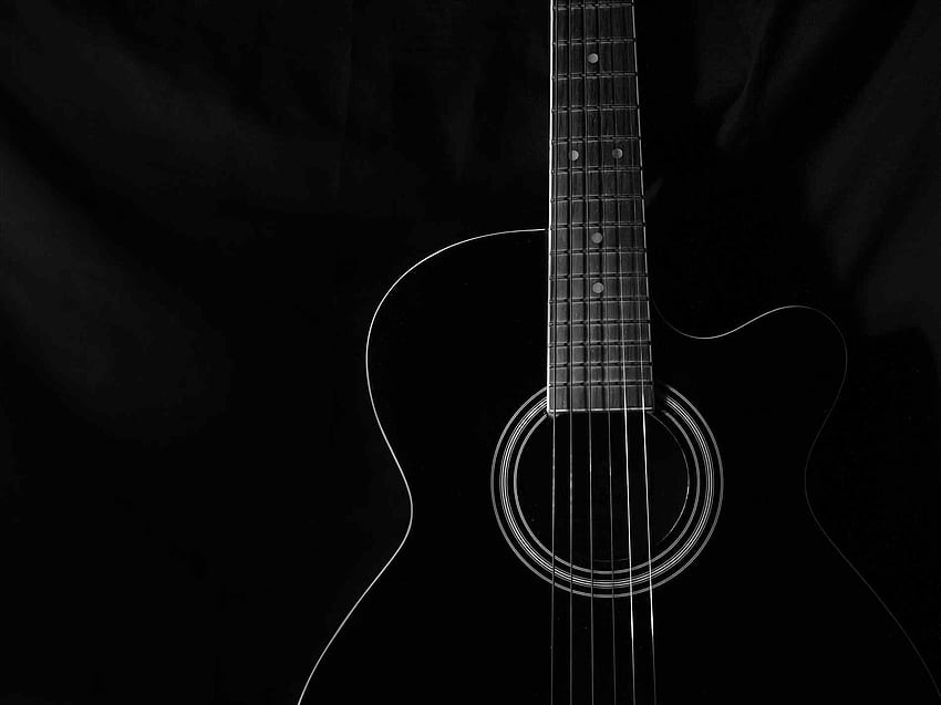 Guitarra acústica preta, guitarra preta papel de parede HD