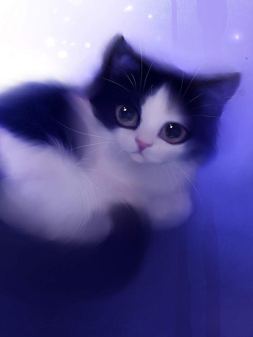 แมว (การ์ตูนน่ารักสีม่วง) Cat, Cats Cartoon วอลล์เปเปอร์โทรศัพท์ HD