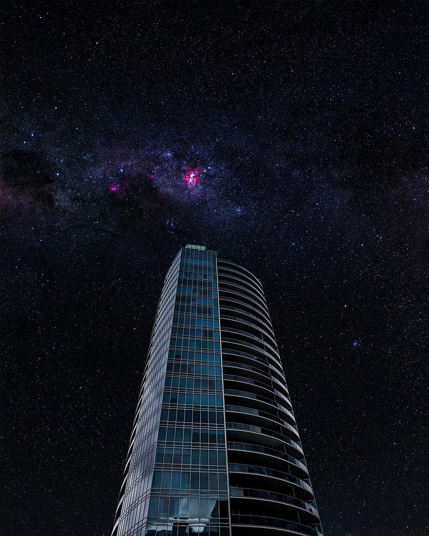 Sky, Universe, Night, Building, Dark, Tower HD phone wallpaper