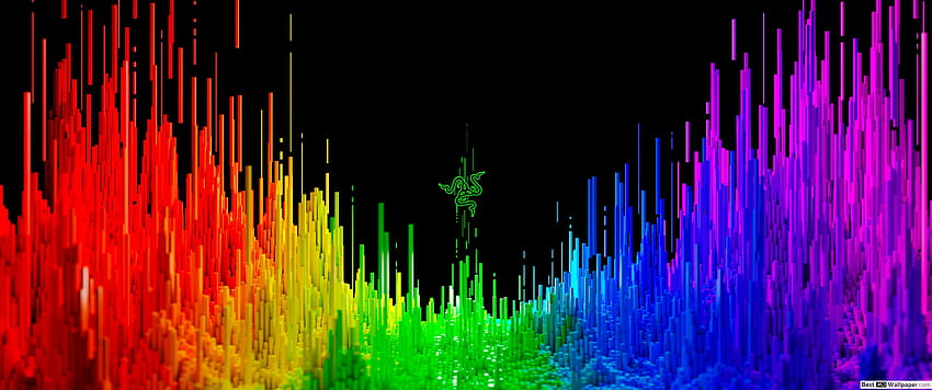 Razer Technology 3D-Regenbogenhintergrund, 3440 x 1440 Razer Green HD-Hintergrundbild