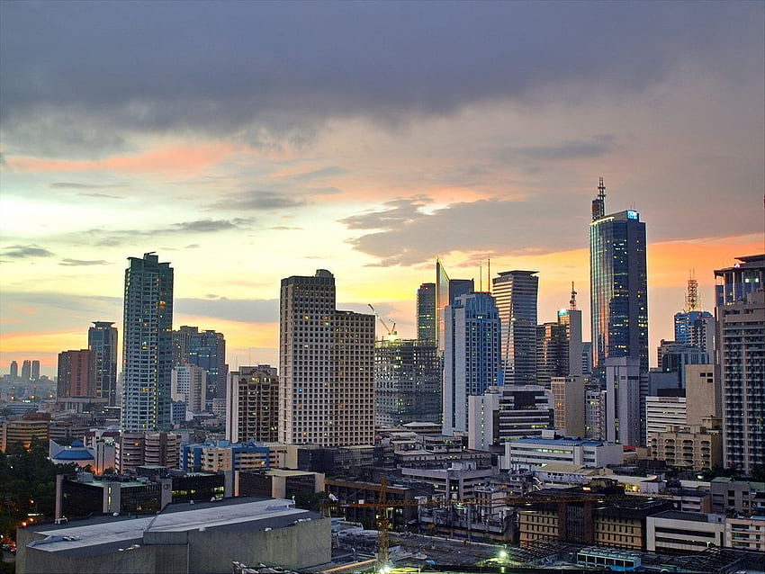 Pôr do sol - cidade de Makati, Manila. Este foi o pôr do sol de Manila Skyline papel de parede HD
