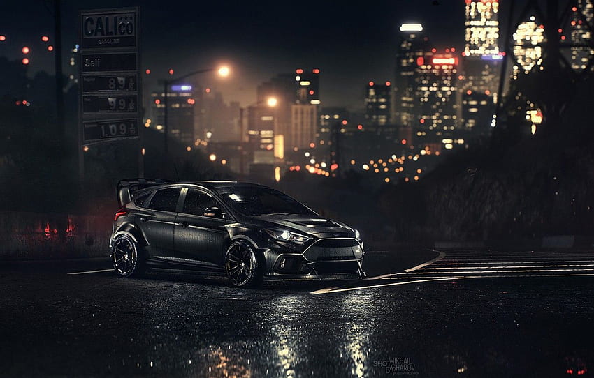 Ford, Auto, Night, Machine, Ford, NFS, Focus, Ford Focus, Ford Focus RS, Game Art, Mikhail Sharov, Transport & Vehicles, by Mikhail Sharov, Ford Focus RS - for , section игры 高画質の壁紙