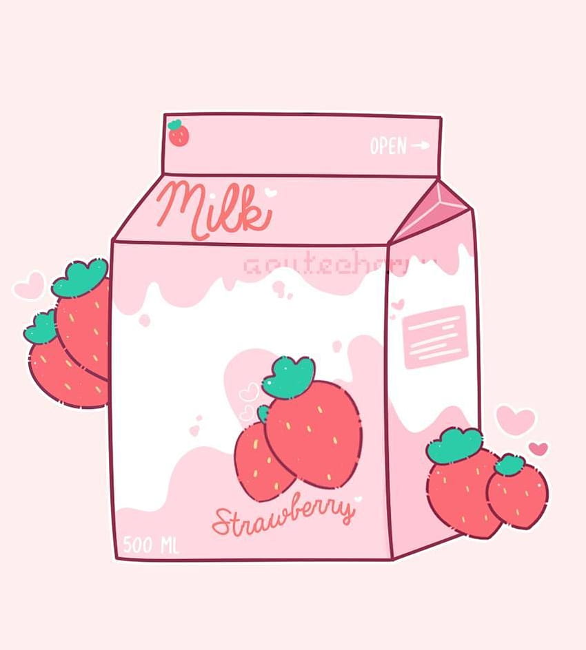 Strawberry milk The banana version wasis my favorite but I havent had it  in a long time  who else has tried thi  Kawaii art Cute kawaii  drawings Cute art