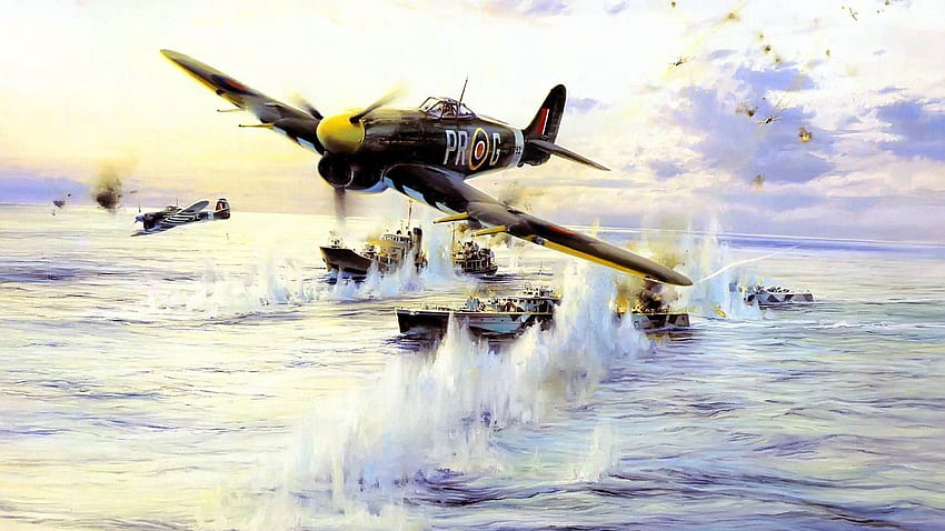 第二次世界大戦、飛行機、航空機、ホーカー台風、軍用機、軍用機、D 日/およびモバイルの背景 高画質の壁紙