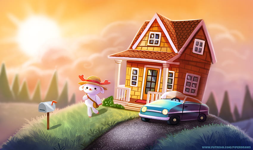 Hilltop Home Resolution , , Background, and, Cartoon House HD wallpaper