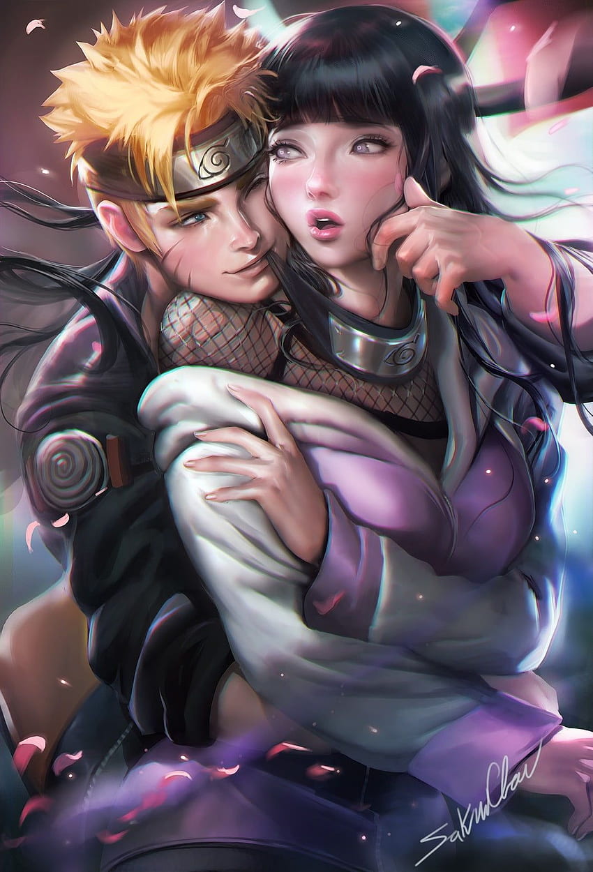 Sakimichan, realistic, Uzumaki Naruto, Hyuuga Hinata HD phone wallpaper