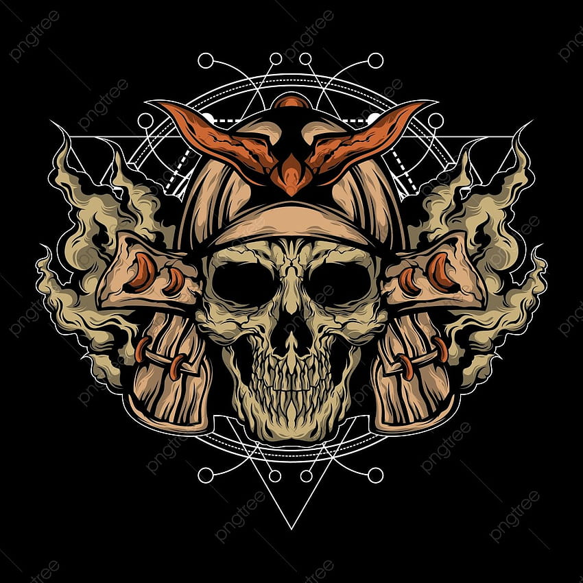 Samurai Skull Illustration With Sacred Geometry, Ancient, Armor, Art PNG and Vector with Transparent Background for HD phone wallpaper