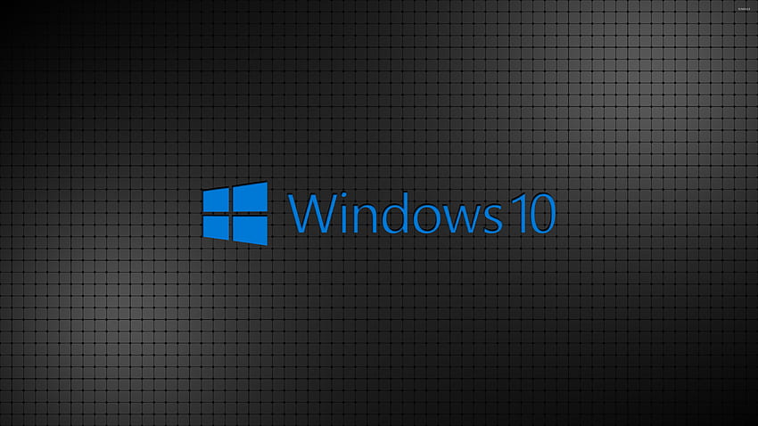 Logotipo de texto azul do Windows 10 em uma grade papel de parede HD