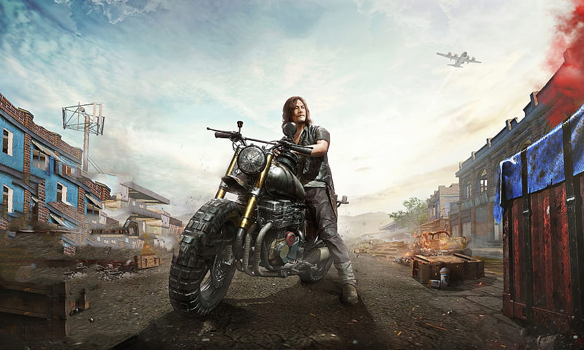 Daryl Dixon, PUBG mobile X, The Walking Dead, crossover, obra de arte papel de parede HD