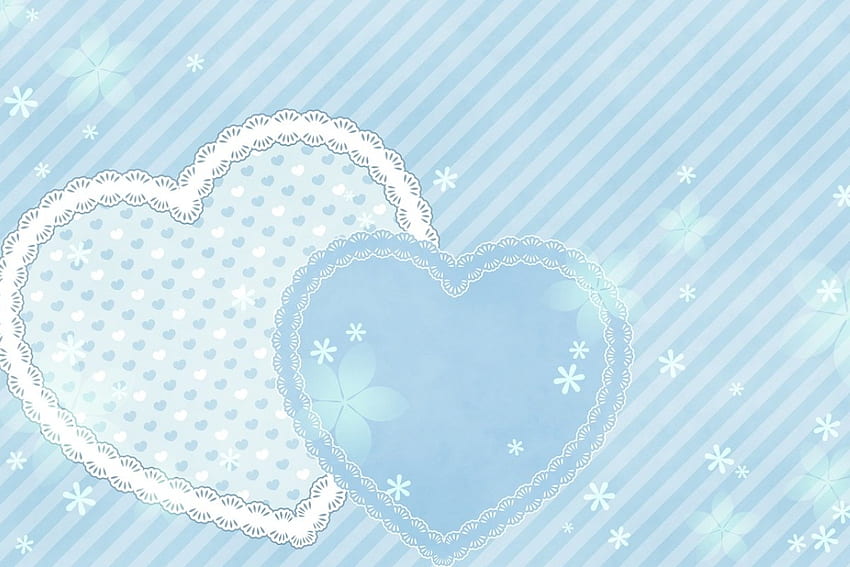 Blue Hearts, blue, white, , soft, beautiful, beauty, background, abstract, pretty, lines, textures HD wallpaper