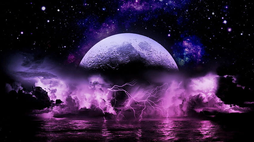 Księżyc, różowy i fioletowy księżyc Tapeta HD