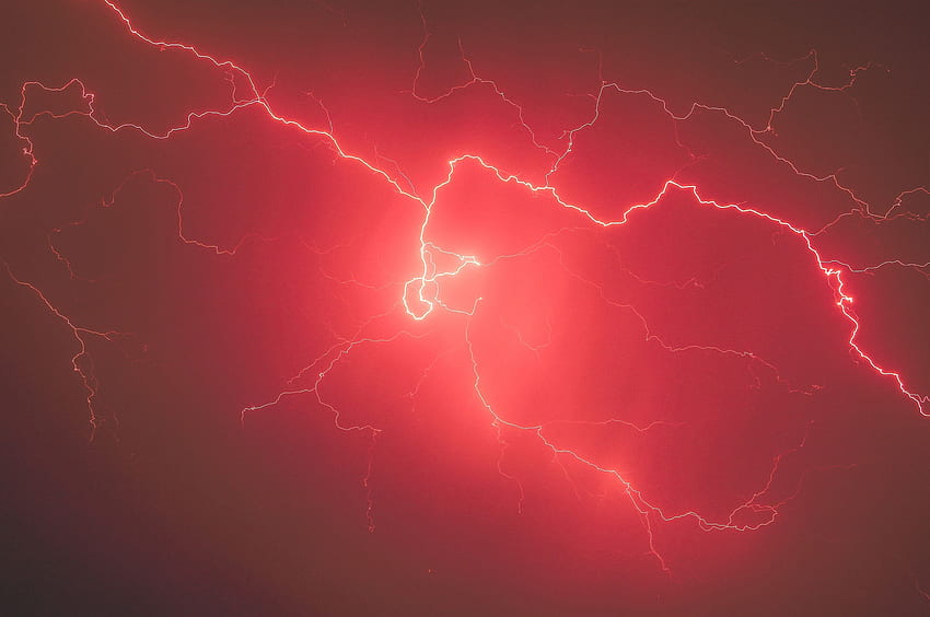 Lightning Storm Red Sky Chromebook Pixel, Red Electricity HD wallpaper
