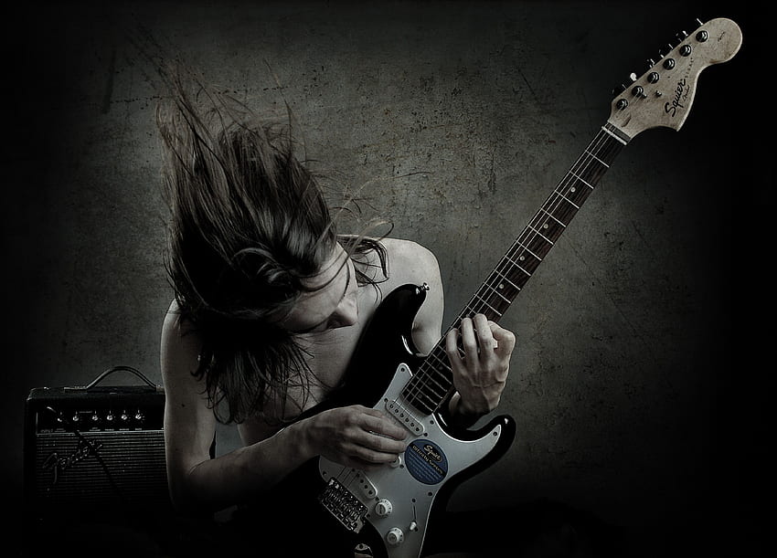 amor, música, rocha, metal, tons de cinza, guitarras, guitarristas, paixão papel de parede HD
