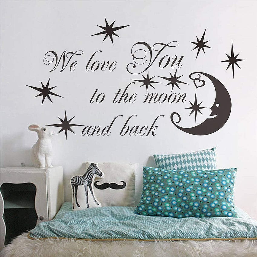 UUTAG English Inspiring Quotes Love The Moon Star and Moon Decor Wall Decals Removable Mural Baby Art Vinyl Wall Stickers Kids Bedroom Children School: Home & Kitchen, Moon and Stars Quotes HD phone wallpaper