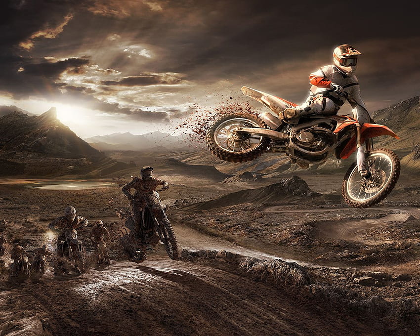 HONDA CRF 450R Riders Jumping From The Sand Mud HD wallpaper