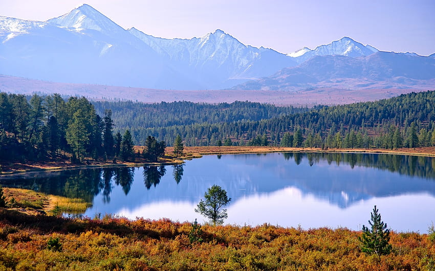 Lake in Altai, Russia, reflection, mountains, Russia, lake HD wallpaper