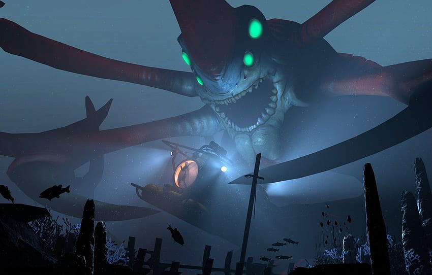 Monster, Bathyscaphe, Subnautica - Subnautica Reaper Leviathan HD wallpaper