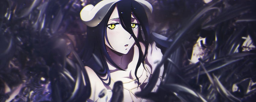 albedo, overlord, anime girl, dark, dual wide, wide 21:9, widescreen, , background, 6874, Ultrawide Anime papel de parede HD
