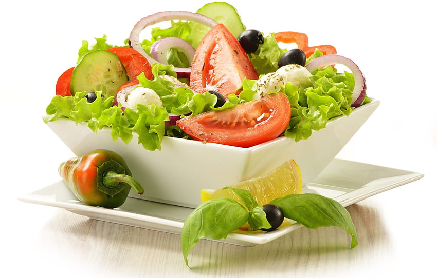 greens, vegetables, vegetables, greens, lettuce, vegetable salad, vegetable salad, green salad for , section еда, Fresh Salad HD wallpaper