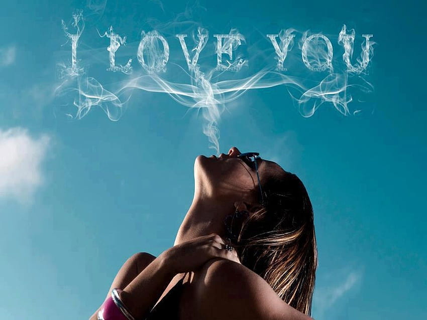 Piękny zmysłowy kocham cię twarz dziewczyny dym biały piękny dym Tapeta HD