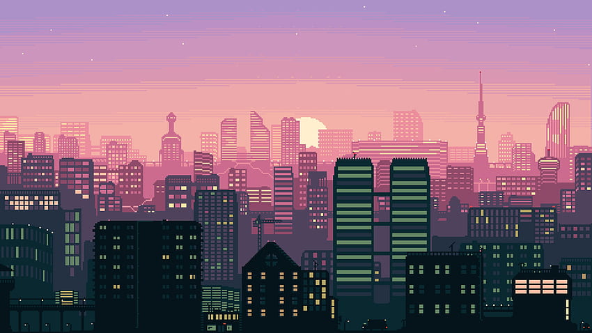 Pixel Sunrise. Pixel art landscape, Pixel art background, Aesthetic, Pink Pixel Art HD wallpaper