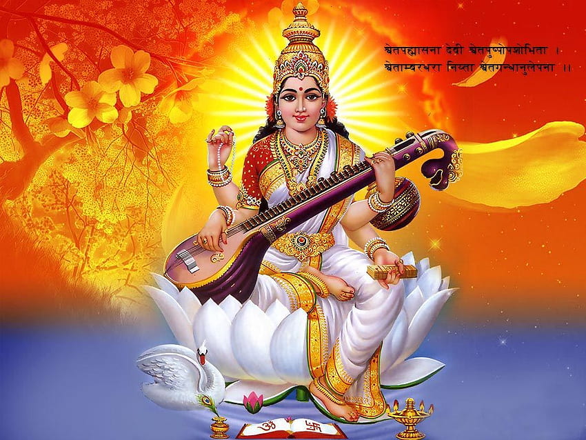 Saraswati Mata . Saraswati devi, Saraswati goddess, Saraswati mata HD wallpaper